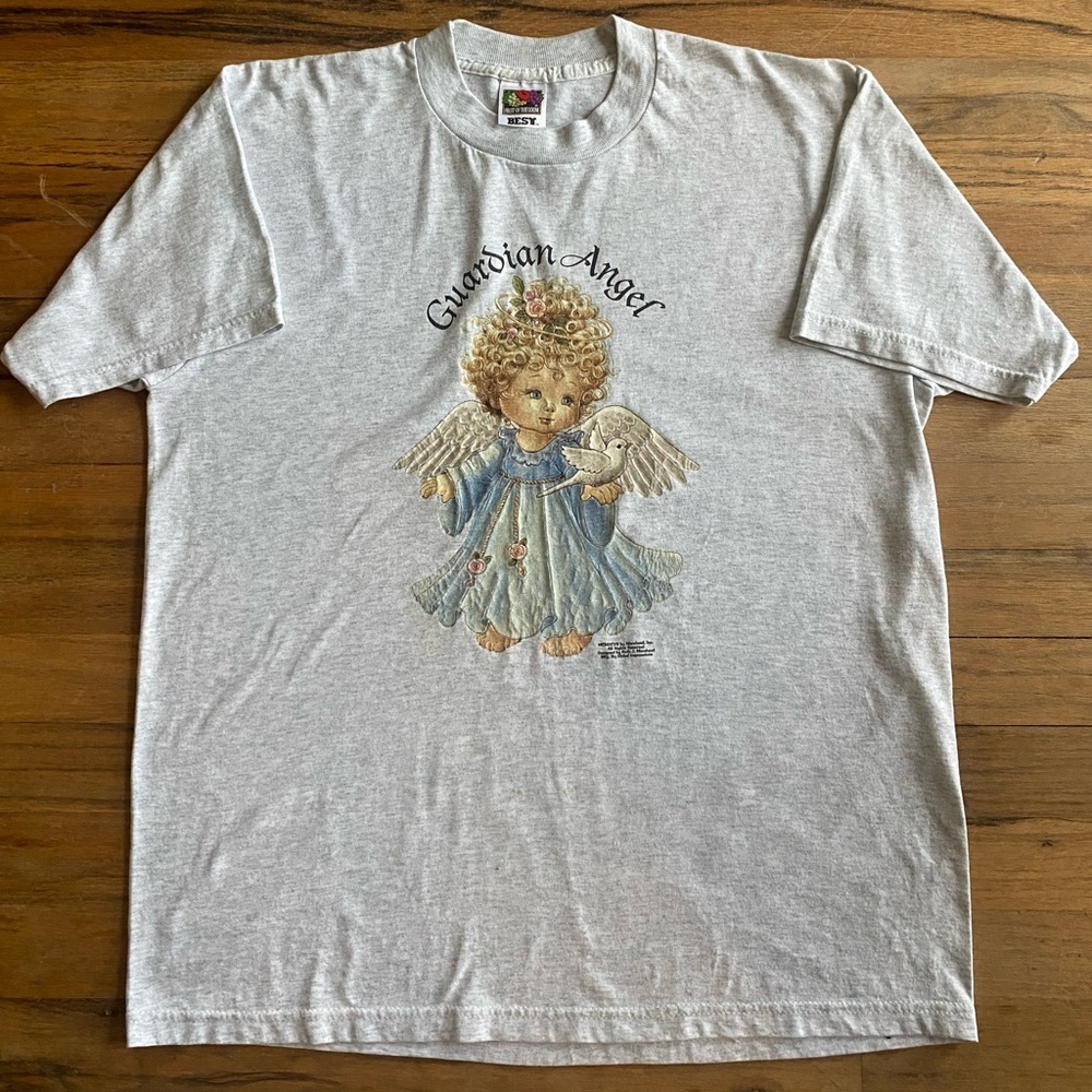 Vintage Guardian Angel Graphic T-Shirt Fruit of the Loom SZ L